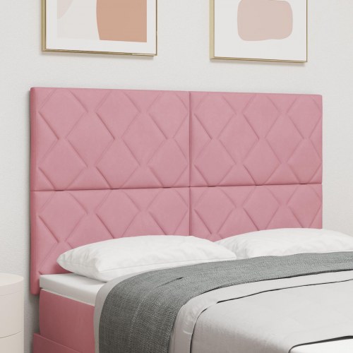 Sengegavl Diamantblok Design Pink 140 cm Fløjl