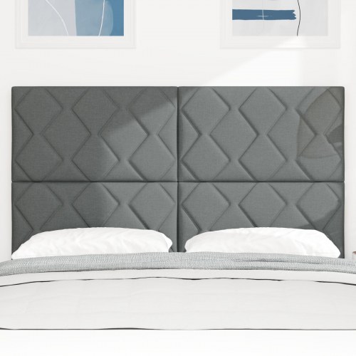 Sengegavl med diamantblokdesign mørkegrå 160 cm stof