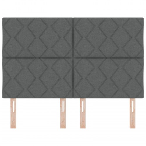 Sengegavl med diamantblokdesign mørkegrå 160 cm stof