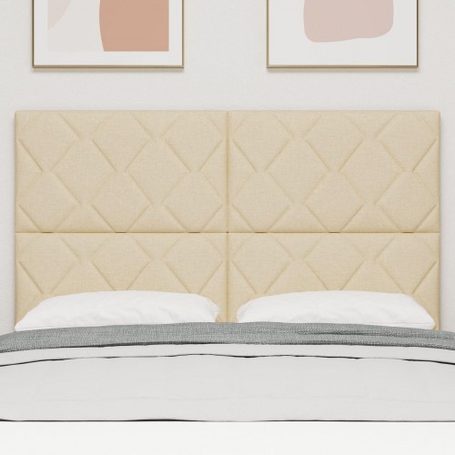 Sengegavl diamantblok design creme 160 cm stof