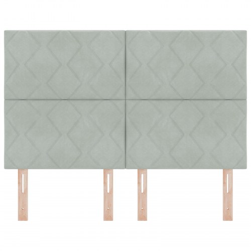 Sengegavl Diamantblok Design Lys Grå 160 cm Velour
