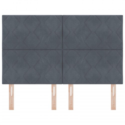 Sengegavl Diamantblokdesign Mørkegrå 160 cm Fløjl