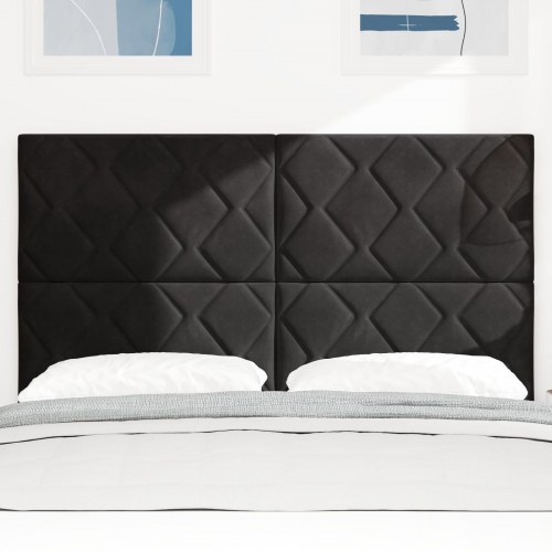 Sengegavl Diamantblokdesign Sort 160 cm Fløjl