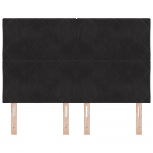 Sengegavl Diamantblokdesign Sort 160 cm Fløjl
