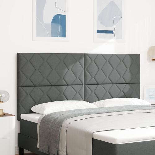 Sengegavl Diamantblokdesign Mørk Grå 180 cm Stof