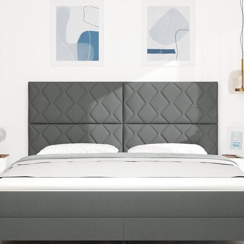 Sengegavl Diamantblokdesign Mørk Grå 180 cm Stof