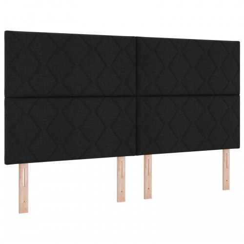 Sengegavl Diamantblokdesign Sort 180 cm Stof