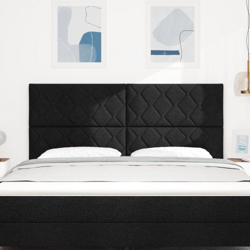 Sengegavl Diamantblokdesign Sort 180 cm Stof
