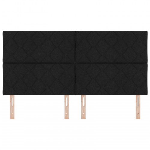 Sengegavl Diamantblokdesign Sort 180 cm Stof