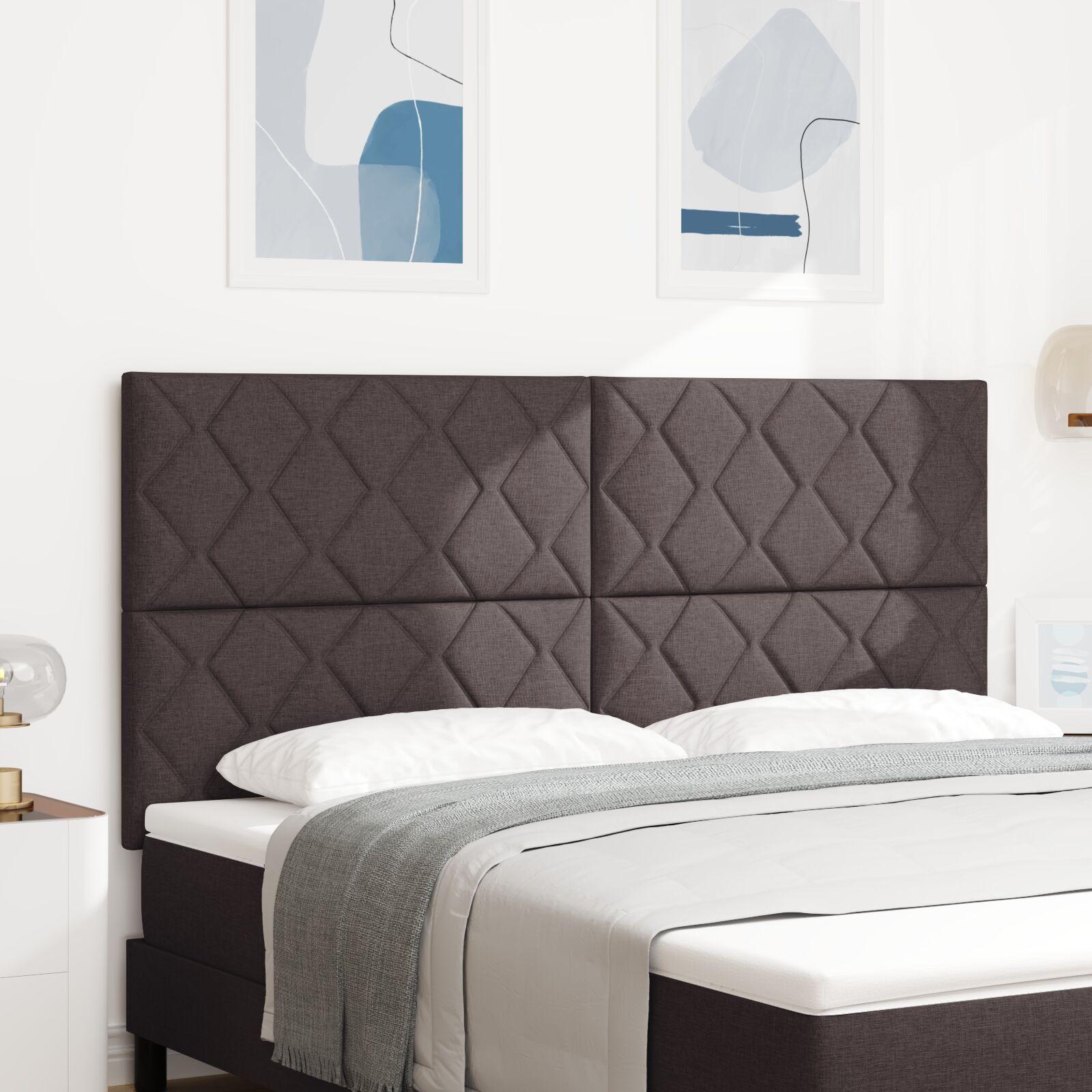 Sengegavl diamantblok design mørkebrun 180 cm stof