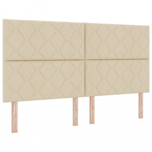 Sengegavl med diamantblokke design cremefarvet 180 cm stof