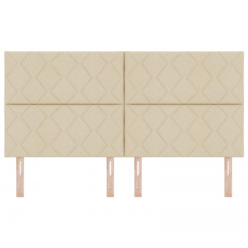 Sengegavl med diamantblokke design cremefarvet 180 cm stof