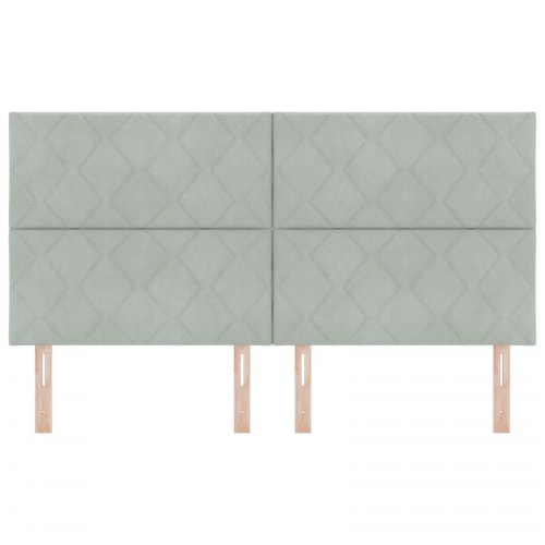Sengegavl Diamantblok Design Lysegrå 180 cm Velvet