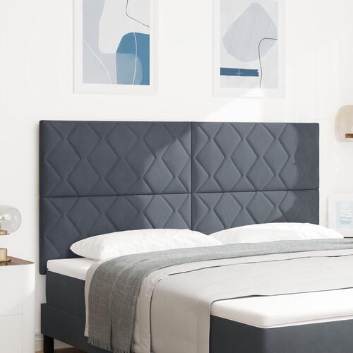 Sengegavl Diamond Blocks Design Mørk Grå 180 cm Velour
