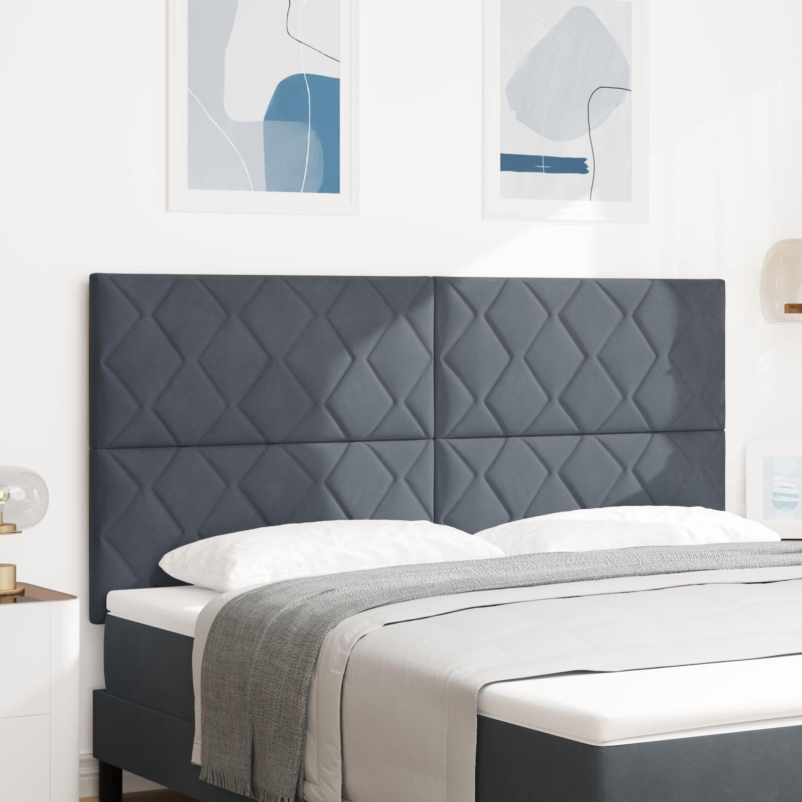 Sengegavl Diamond Blocks Design Mørk Grå 180 cm Velour
