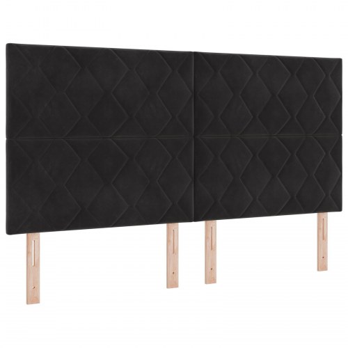 Sengegavl Diamantblokdesign Sort 180 cm Fløjl