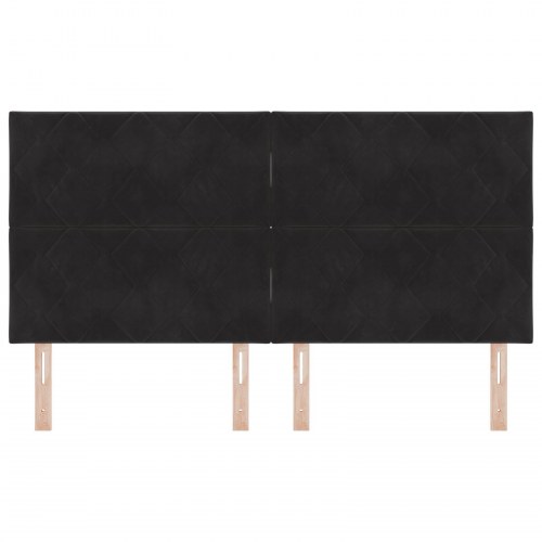 Sengegavl Diamantblokdesign Sort 180 cm Fløjl