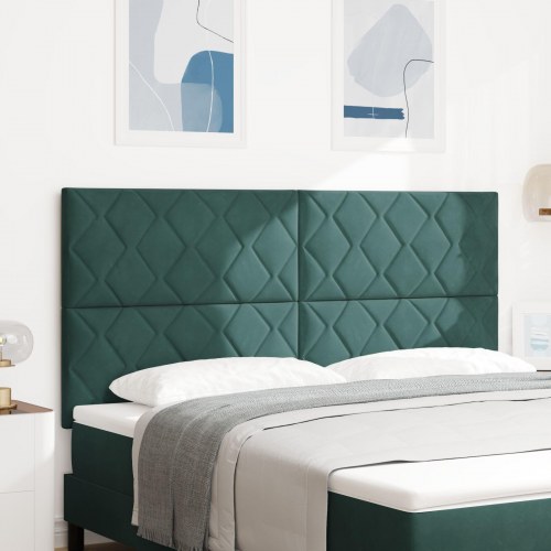 Sengegavl Diamantblok Design Mørkegrøn 180 cm Fløjl