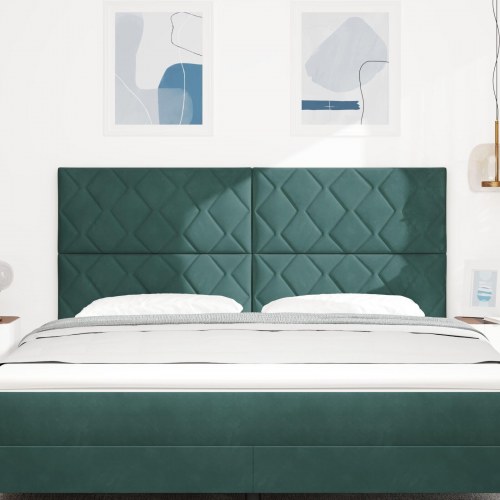 Sengegavl Diamantblok Design Mørkegrøn 180 cm Fløjl