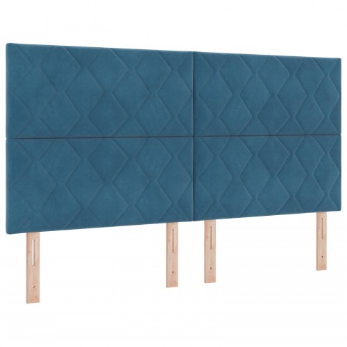 Sengegavl Diamantblok Design Marineblå 180 cm Fløjl
