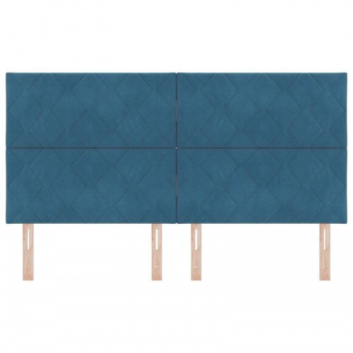 Sengegavl Diamantblok Design Marineblå 180 cm Fløjl