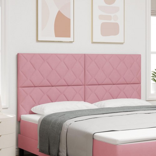 Sengegavl med diamantblokke design i rosa 180 cm fløjl