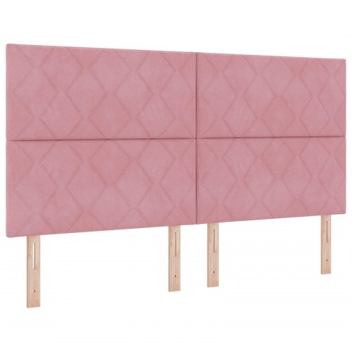 Sengegavl med diamantblokke design i rosa 180 cm fløjl