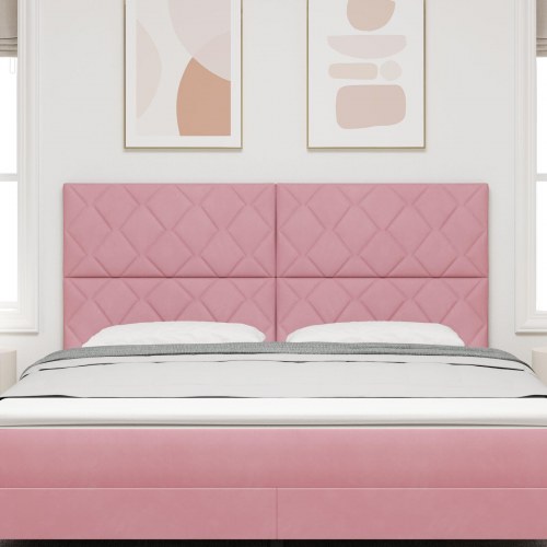 Sengegavl med diamantblokke design i rosa 180 cm fløjl