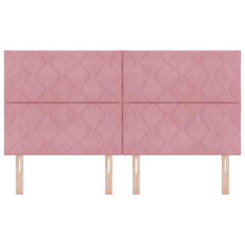 Sengegavl med diamantblokke design i rosa 180 cm fløjl