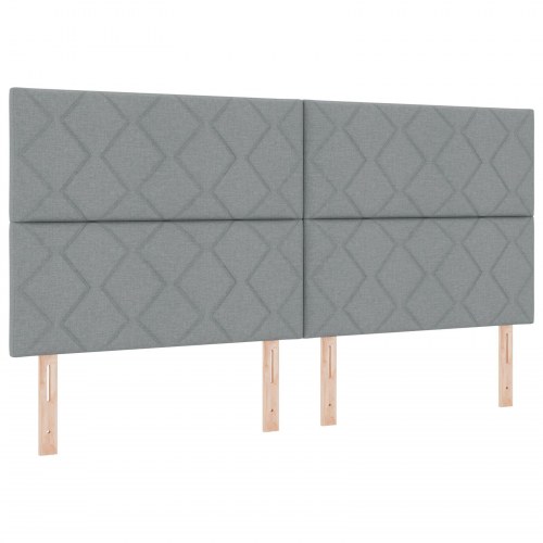 Sengegavl Diamantblok Design Lysegrå 200 cm Stof