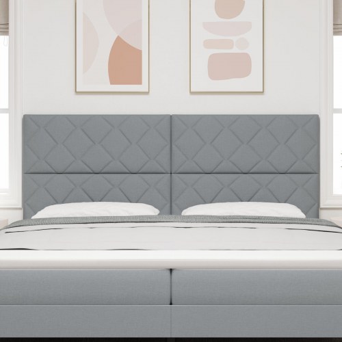 Sengegavl Diamantblok Design Lysegrå 200 cm Stof