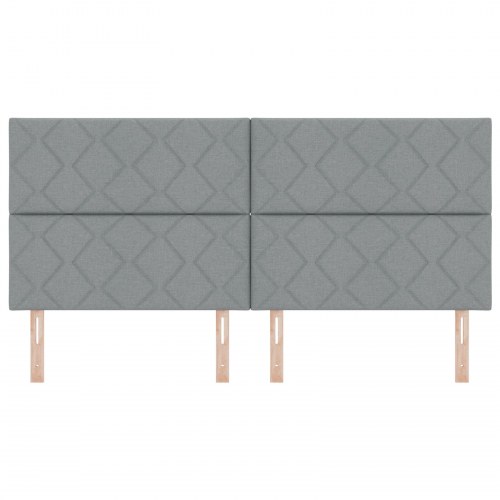 Sengegavl Diamantblok Design Lysegrå 200 cm Stof