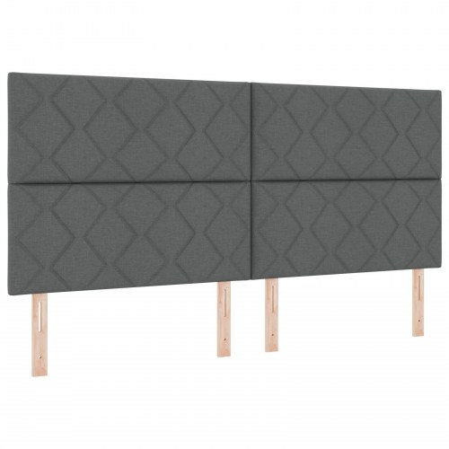 Sengegavl med Diamantblokke Design i Mørkegrå, 200 cm Stof