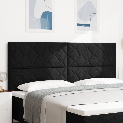 Sengegavl Diamantblok Design Sort 200 cm Stof