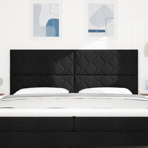 Sengegavl Diamantblok Design Sort 200 cm Stof