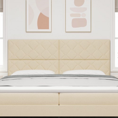 Sengegavl Diamantblok Design Creme 200 cm Stof