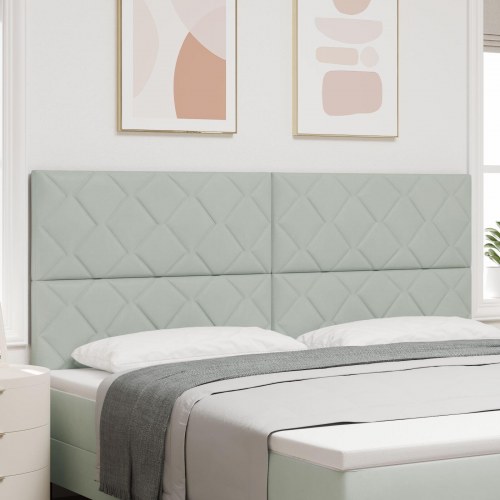 Sengegavl Diamantblok Design Lysegrå 200 cm Fløjl