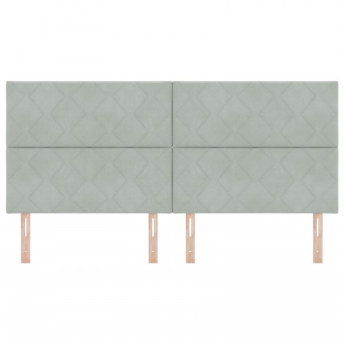 Sengegavl Diamantblok Design Lysegrå 200 cm Fløjl
