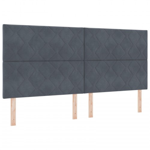 Sengegavl Diamantblok Design Mørkegrå 200 cm Fløjl
