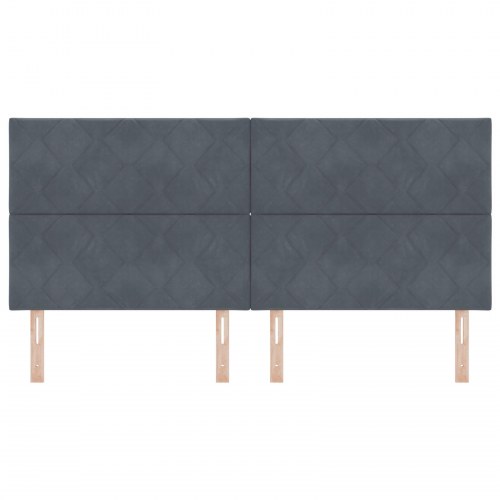 Sengegavl Diamantblok Design Mørkegrå 200 cm Fløjl