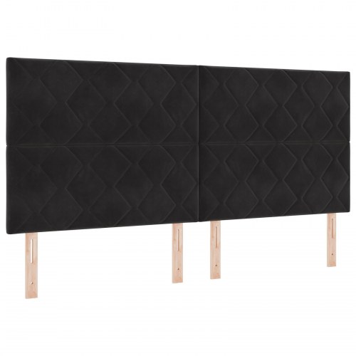 Sengegavl Diamantblok Design Sort 200 cm Fløjl