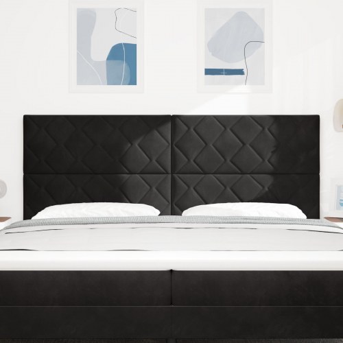 Sengegavl Diamantblok Design Sort 200 cm Fløjl