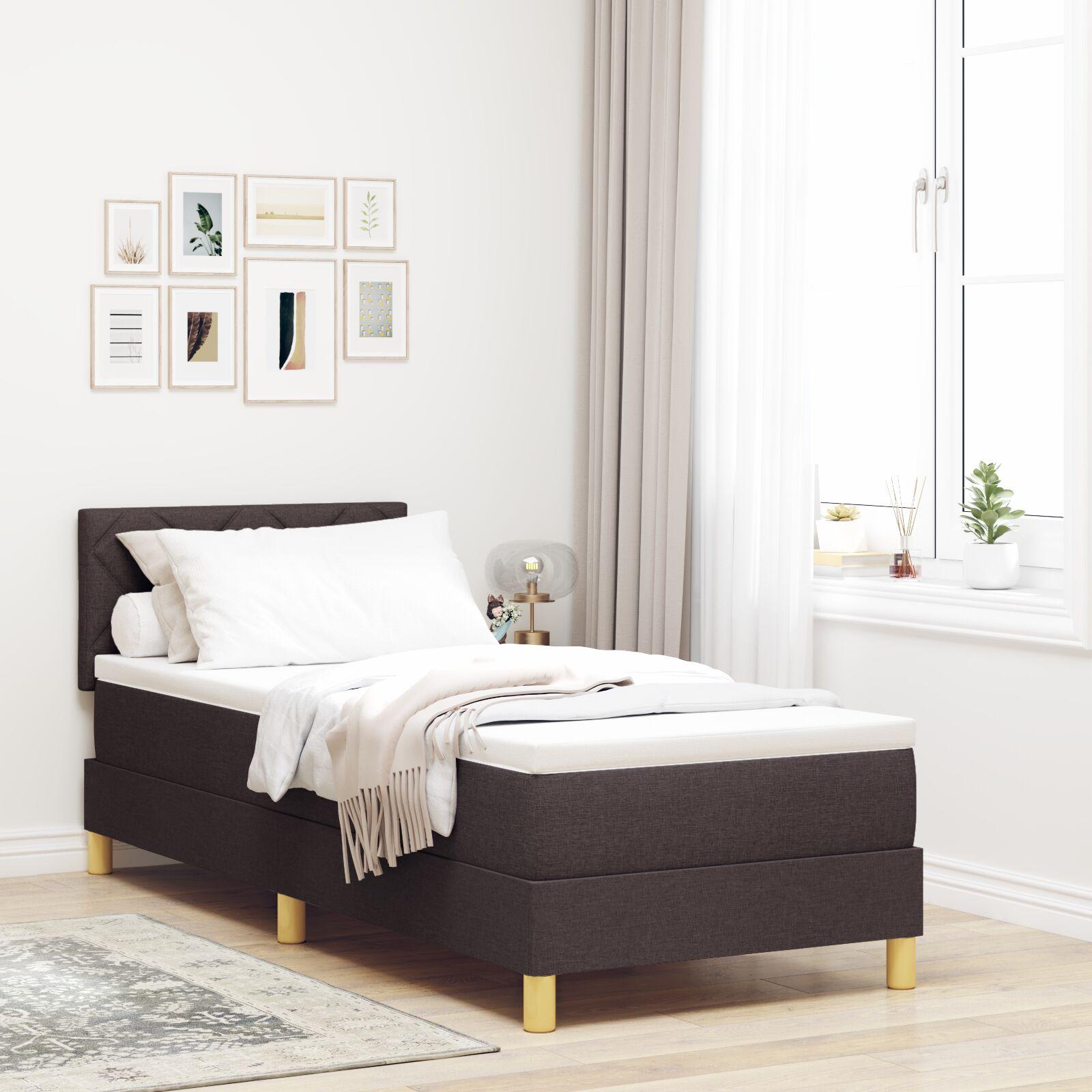 Boxmadras Med Topmadras Med Madras Mørkebrun 80 X 200 Cm Stof