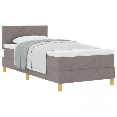 Box Spring seng med madras taupe 90x200 cm stof