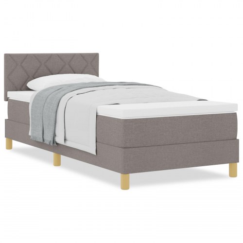 Box Spring seng med madras taupe 90x200 cm stof