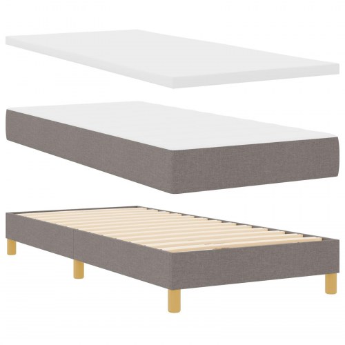 Box Spring seng med madras taupe 90x200 cm stof