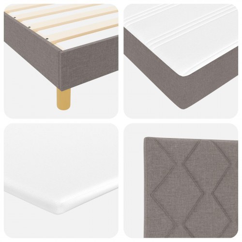 Box Spring seng med madras taupe 90x200 cm stof
