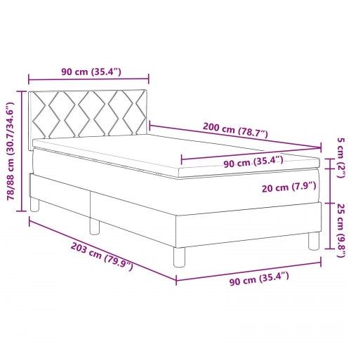 Box Spring seng med madras taupe 90x200 cm stof