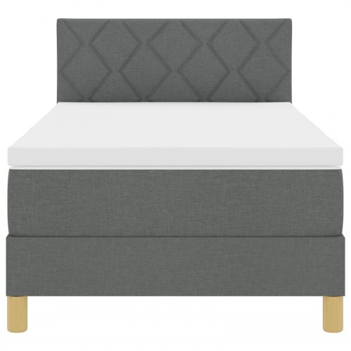Box Spring Seng med Madras Mørkegrå 100x200 cm Stof