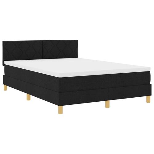 Box Spring Seng med Madras Sort 160x200 cm Stof